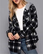 Load image into Gallery viewer, Plaid Button Down Hoodie Jacket
