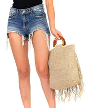 Load image into Gallery viewer, Bamboo Handle Fringed Bag
