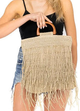 Load image into Gallery viewer, Bamboo Handle Fringed Bag
