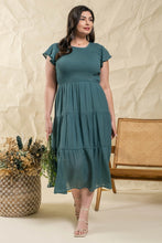 Load image into Gallery viewer, The Sylvana Plus Tiered Dress~Hunter Green
