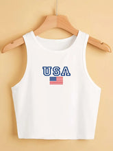 Load image into Gallery viewer, Patriotic Print Cropped Tank Top
