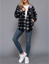 Load image into Gallery viewer, Plaid Button Down Hoodie Jacket
