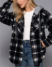 Load image into Gallery viewer, Plaid Button Down Hoodie Jacket
