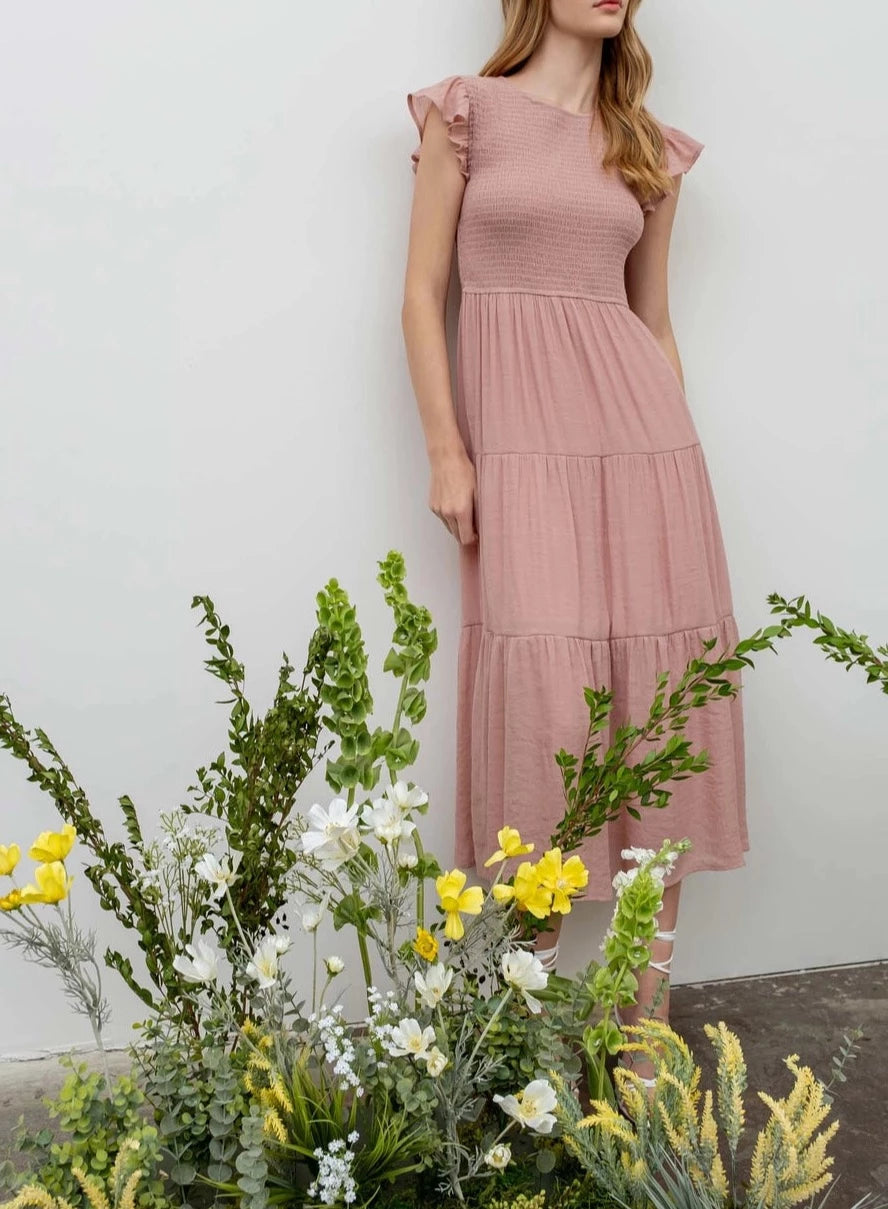 The Aitana Tiered Dress~Blush