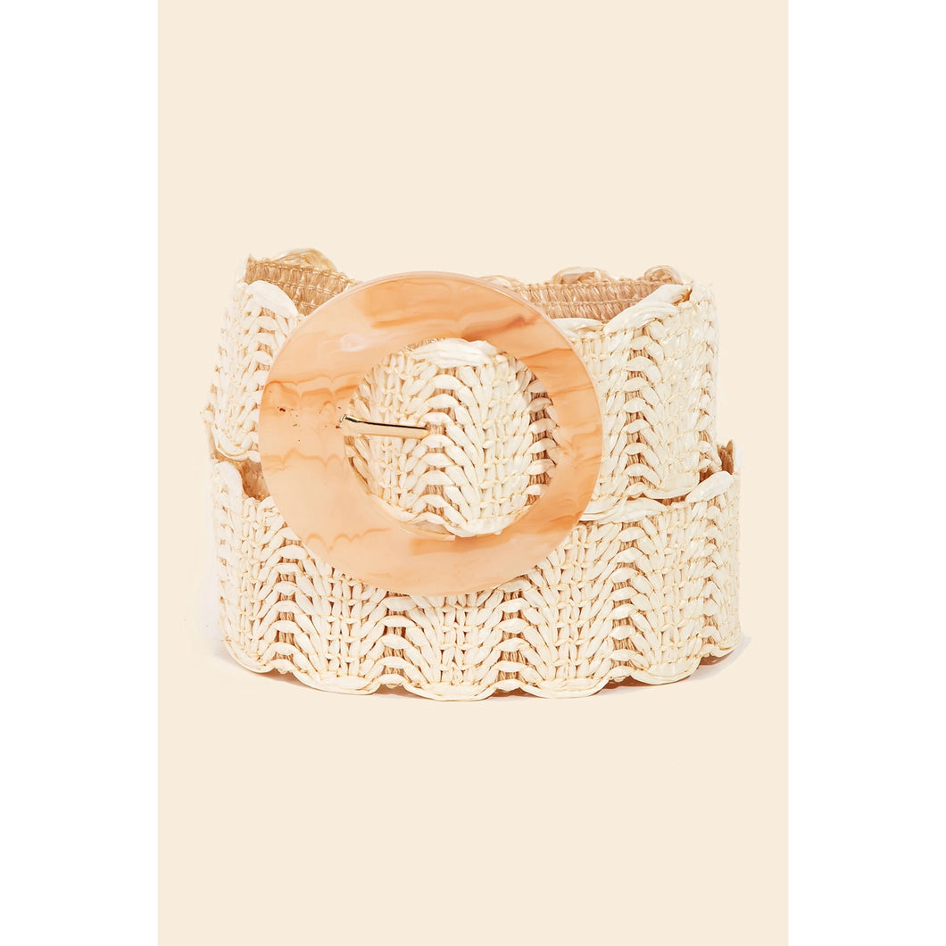 Round Acetate Buckle Braided Belt