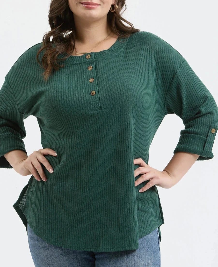 Plus Henley Knit Top