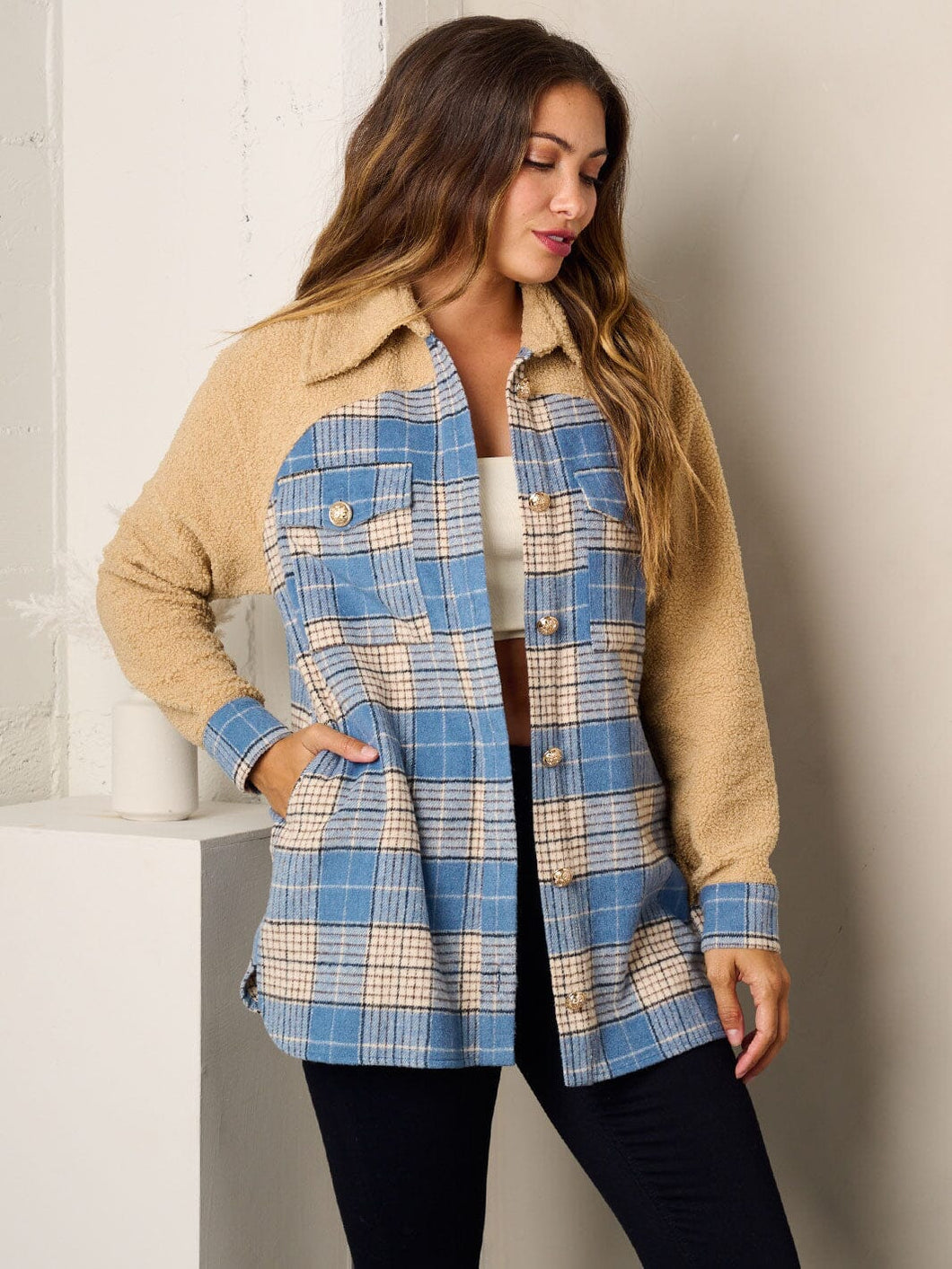 The Mia Plaid Sherpa Jacket