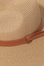 Load image into Gallery viewer, Straw Faux Leather Belt Strap Floppy Hat
