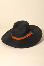 Load image into Gallery viewer, Straw Faux Leather Belt Strap Floppy Hat
