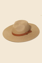 Load image into Gallery viewer, Straw Faux Leather Belt Strap Floppy Hat
