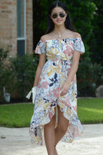 Load image into Gallery viewer, Off Shoulder Flower Midi Dress
