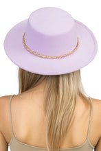 Load image into Gallery viewer, Rancher Flat Top Boater Gold Chain Decor Felt Hat
