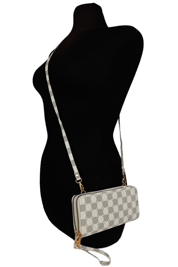 Checkered Wallet Shoulder Strap Crossbody Bag