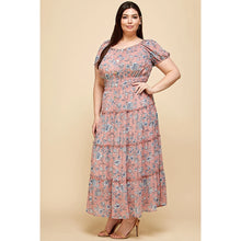 Load image into Gallery viewer, Plus Size Short Sleeve Peasant Maxi Dress
