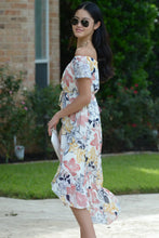 Load image into Gallery viewer, Off Shoulder Flower Midi Dress
