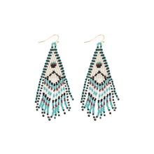 Load image into Gallery viewer, Boho Diamond Pattern Seed Bead Fringe Drop Earrings
