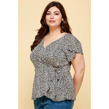 Load image into Gallery viewer, Plus Size Animal Print Wrap Top
