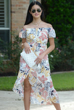 Load image into Gallery viewer, Off Shoulder Flower Midi Dress
