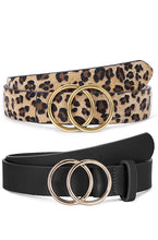 Load image into Gallery viewer, Gold Double O-Ring Buckle Faux Leather Belt
