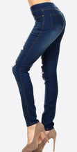 Load image into Gallery viewer, Classic Dark Denim Distressed Jeans
