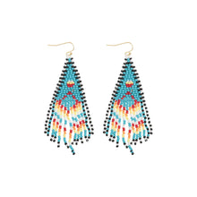 Load image into Gallery viewer, Boho Diamond Pattern Seed Bead Fringe Drop Earrings
