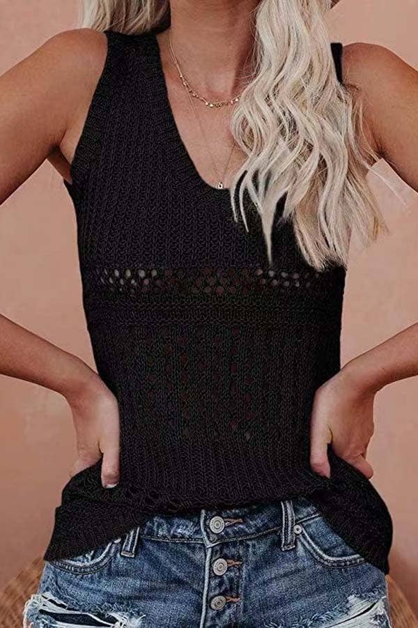 Cute Hollow Out Knit Tank Top