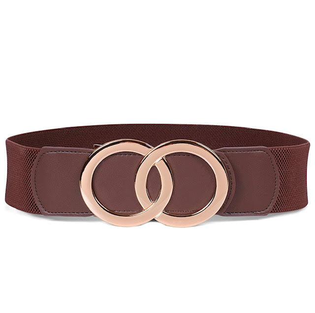 Stretchy Double Ring Buckle Wide Waist Belt