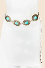 Load image into Gallery viewer, Western Turquoise Concho Oval Disc Chain Belt
