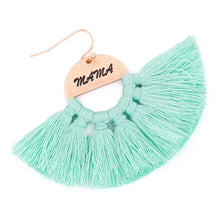 Load image into Gallery viewer, Mama Etched Fan Tassel Earrings
