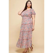 Load image into Gallery viewer, Plus Size Short Sleeve Peasant Maxi Dress
