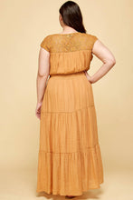 Load image into Gallery viewer, Lace Top Tassel Smocked Waist Tier Maxi Dress-Plus Size
