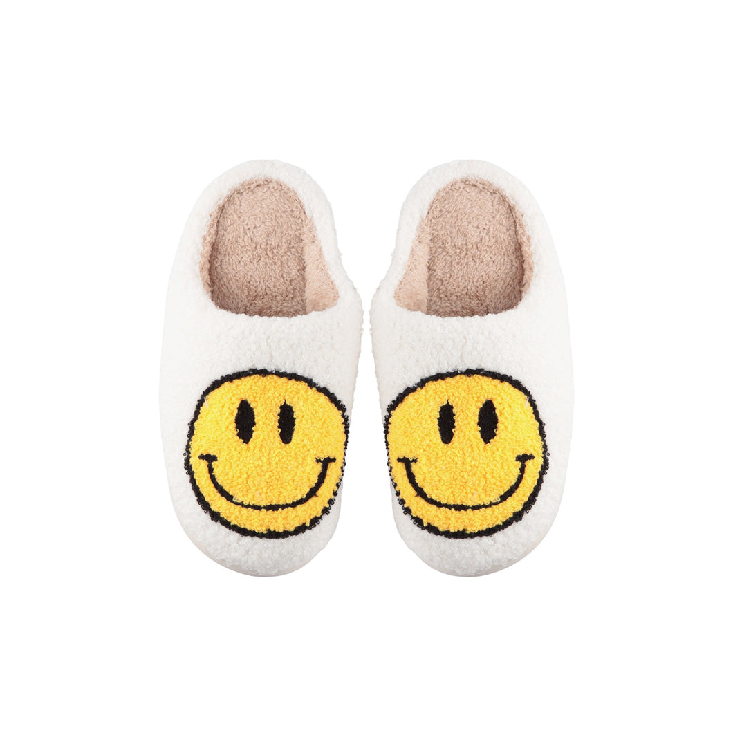 Retro Smiley Face Fuzzy Soft Slippers