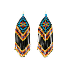 Load image into Gallery viewer, Western Aztec Boho Geometric Shape Fringe Seed Beed Earrings
