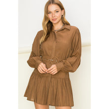 Load image into Gallery viewer, Enticing Endeavor Long Sleeve Belted Mini dress
