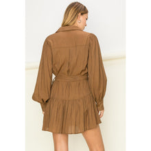 Load image into Gallery viewer, Enticing Endeavor Long Sleeve Belted Mini dress
