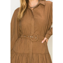 Load image into Gallery viewer, Enticing Endeavor Long Sleeve Belted Mini dress
