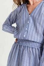 Load image into Gallery viewer, Washed Cotton Yarn Dye Stripe Button Down Dress.
