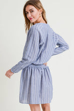 Load image into Gallery viewer, Washed Cotton Yarn Dye Stripe Button Down Dress.
