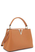 Load image into Gallery viewer, Smooth V Metal Plain Satchel Bag
