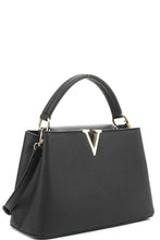 Load image into Gallery viewer, Smooth V Metal Plain Satchel Bag
